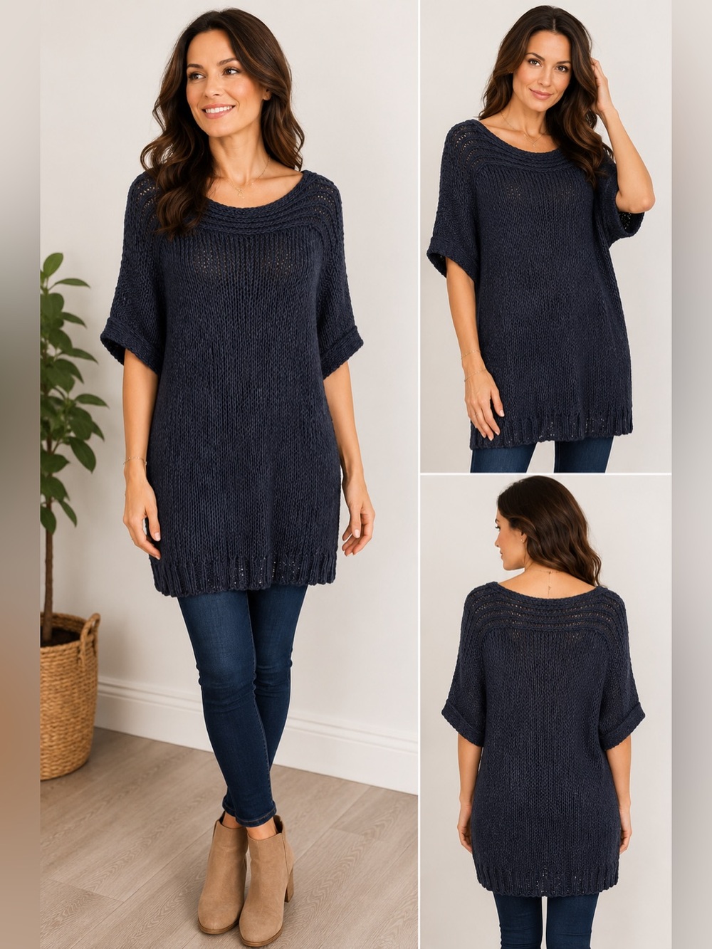BCBGMaxAzria Navy Off-the-Shoulder Knit Sweater